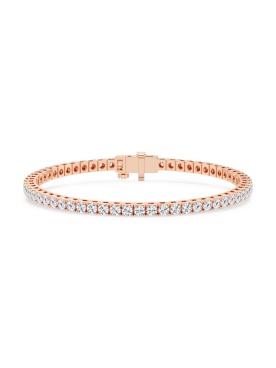 Shop Saks Fifth Avenue Women's Build Your Own Collection 14k Rose Gold & Natural Diamond Three Prong Tennis Bracelet In 5 Tcw Rose Gold