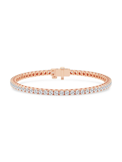 Shop Saks Fifth Avenue Women's Build Your Own Collection 14k Rose Gold & Natural Diamond Three Prong Tennis Bracelet In 7 Tcw Rose Gold