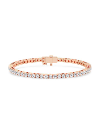 Shop Saks Fifth Avenue Women's Build Your Own Collection 14k Rose Gold & Natural Diamond Three Prong Tennis Bracelet In 8 Tcw Rose Gold