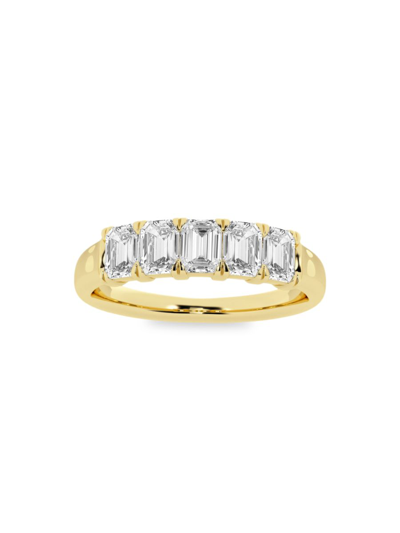 Saks Fifth Avenue Women's Build Your Own Collection 14k Yellow Gold & 5 Lab Grown Emerald Diamond Anniversary Band In 1 Tcw Yellow Gold