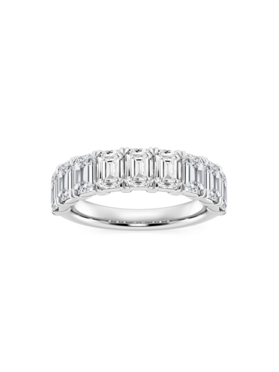 Saks Fifth Avenue Women's Build Your Own Collection Platinum & 9 Natural Emerald Cut Diamond Anniversary Band In 3 Tcw Platinum