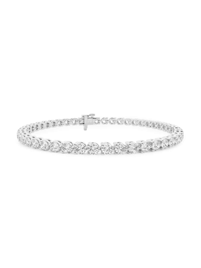 Shop Saks Fifth Avenue Women's Build Your Own Collection Platinum & Natural Diamond Three Prong Tennis Bracelet In 3 Tcw Platinum