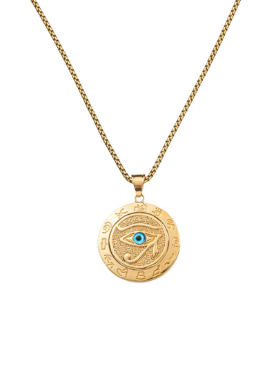 Shop Eye Candy La Men's All Seeing Eye Goldtone Titanium & Enamel Pendant Necklace In Neutral