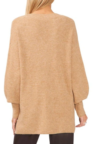 Halogen V-neck Tunic Sweater In Camel Heather