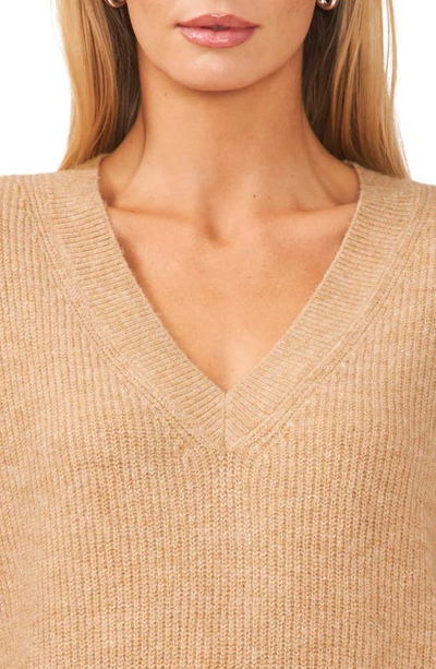 Halogen V-neck Tunic Sweater In Camel Heather