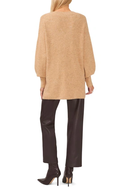 Halogen V-neck Tunic Sweater In Camel Heather