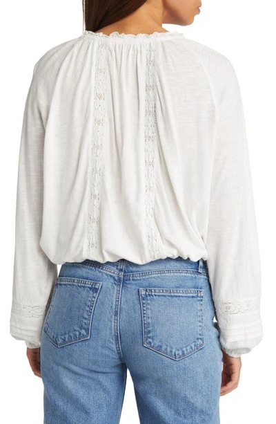 Shop Lucky Brand Embroidered Peasant Blouse In Whisper White