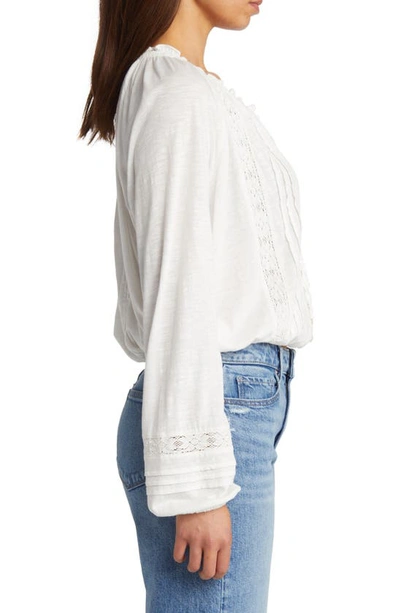 Shop Lucky Brand Embroidered Peasant Blouse In Whisper White