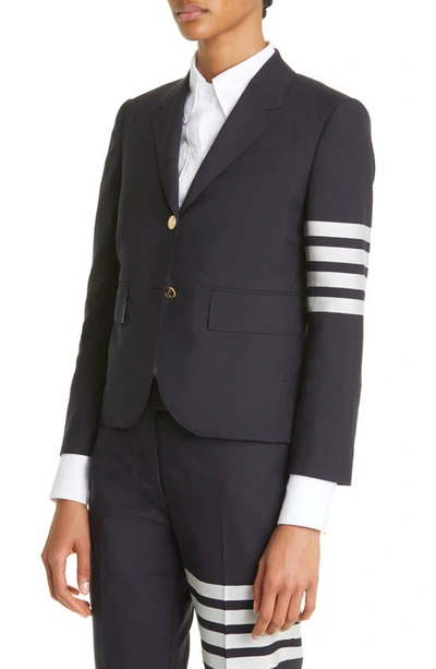 Shop Thom Browne Stripe High Armhole Wool Sport Coat In Navy