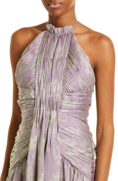 Shop Alexis Leina Stripe Halter Minidress In Lilac
