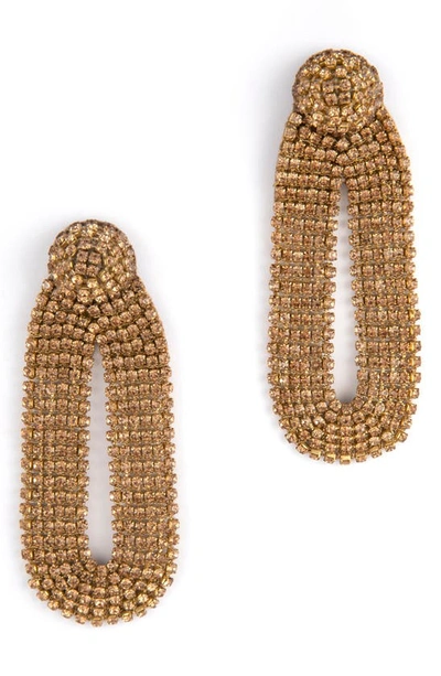 Shop Deepa Gurnani Shyna Crystal Drop Earrings In Gold