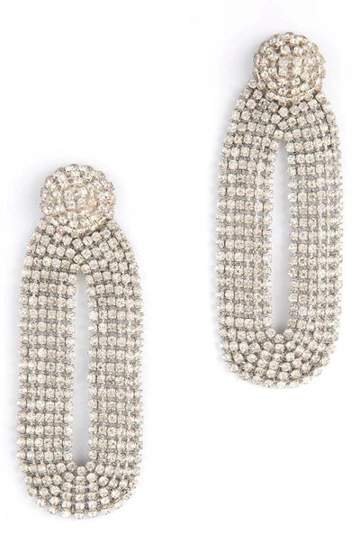Shop Deepa Gurnani Shyna Crystal Drop Earrings In Silver
