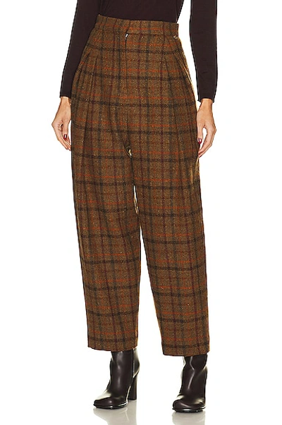 Shop Loewe Check Trouser In Rust Red