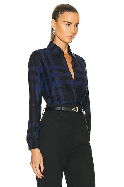 Shop Burberry Anette Check Classic Fit Shirt In Dark Charcoal Blue Ip Check