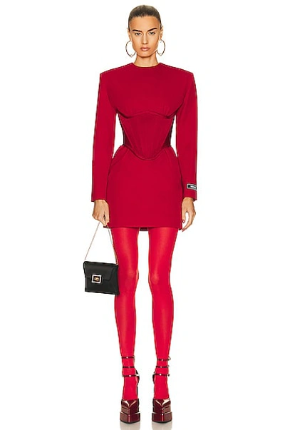 Shop Versace Long Sleeve Mini Dress In Parade Red
