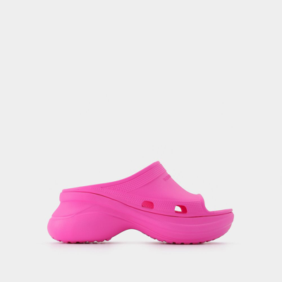 Shop Balenciaga Pool Crocs Slides In Pink