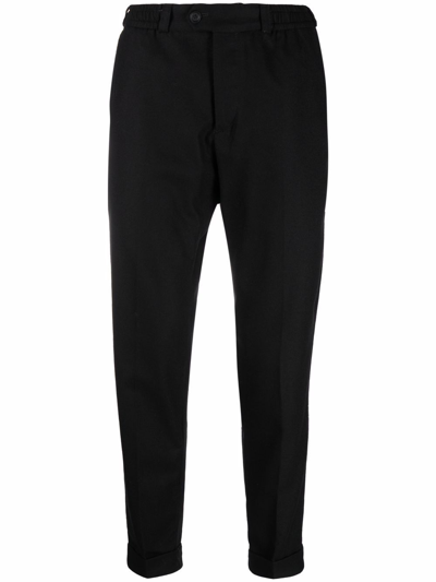Shop Pt01 Tapered Virgin Wool Trousers In Black