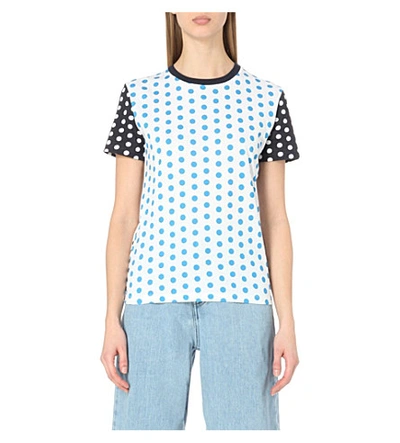 Shop Jw Anderson Polka-dot Cotton-jersey T-shirt In Polka Dot