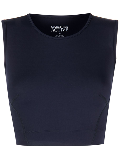Shop Marchesa Notte Diane Cropped Tank Top In Navy