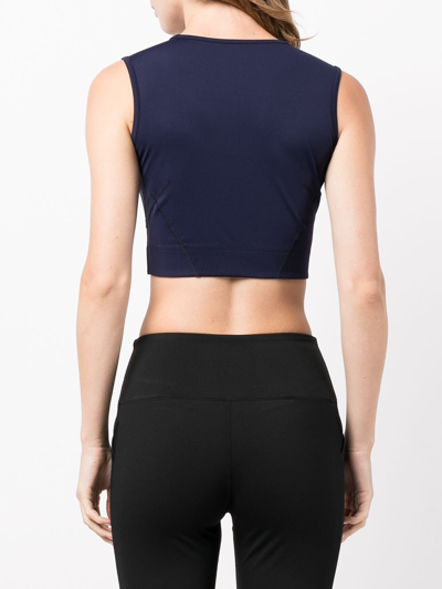 Shop Marchesa Notte Diane Cropped Tank Top In Navy