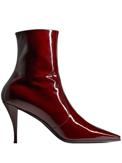 Shop Saint Laurent Ziggy 90mm Ankle Boots In Red