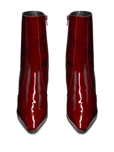 Shop Saint Laurent Ziggy 90mm Ankle Boots In Red