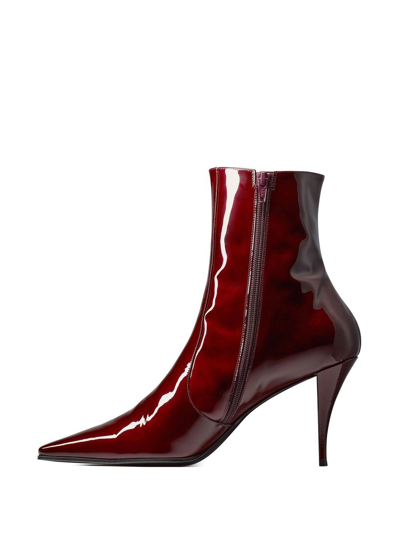 Shop Saint Laurent Ziggy 90mm Ankle Boots In Red