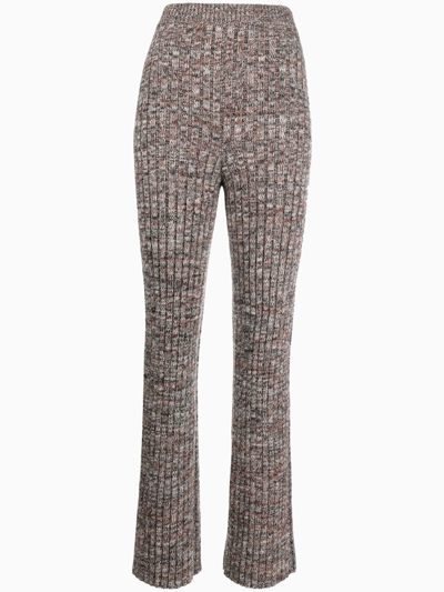 Shop Chloé Melange Knitted Flared Trousers In Grey