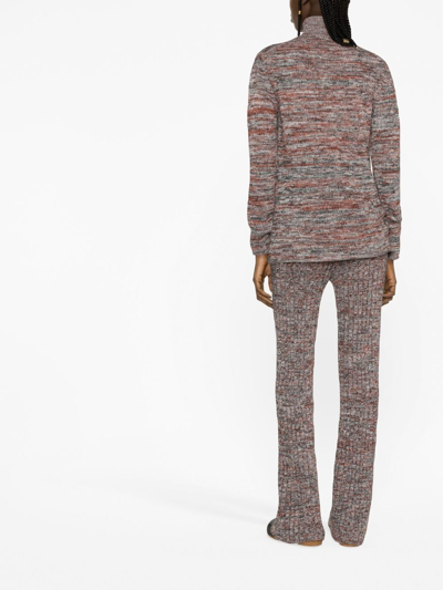 Shop Chloé Melange Knitted Flared Trousers In Grey