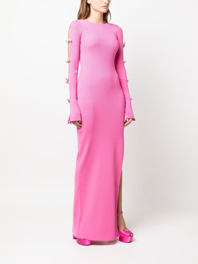 Mach & Mach Crystal-embellished Cut-out Maxi Dress In Pink | ModeSens
