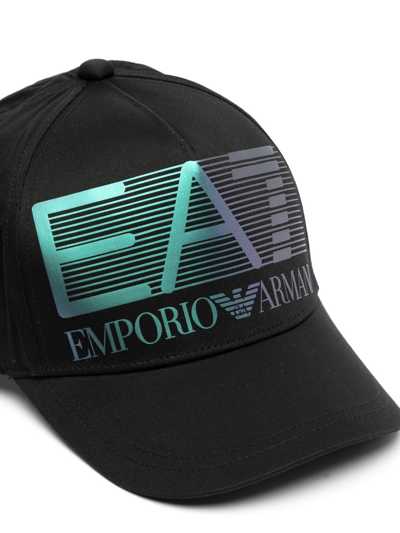 Shop Ea7 Iridescent Logo-print Cap In Black