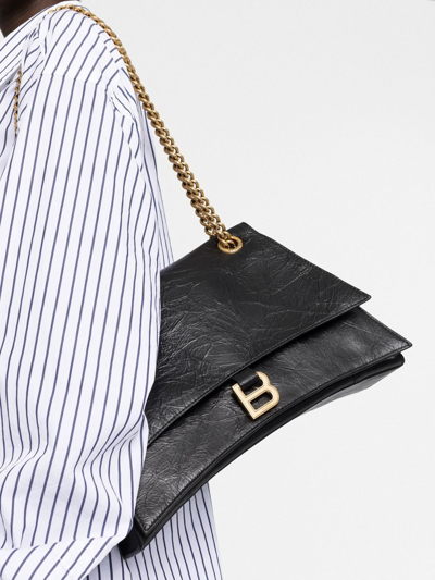 Balenciaga Medium Crush Chain-strap Shoulder Bag In Black
