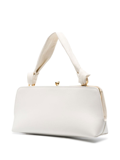 Shop Jil Sander Goji Leather Clutch Bag In White