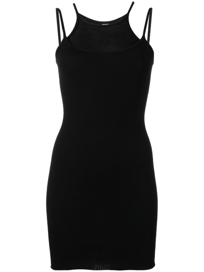 Shop Dion Lee Ribbed Layered Dress In Black