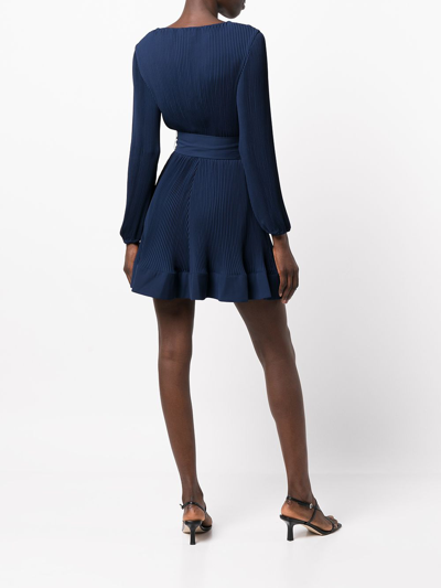 Shop Milly Liv Pleated Mini Dress In Navy