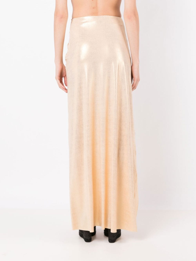 Shop Amir Slama Ruched-detail High-waisted Skirt In Gold