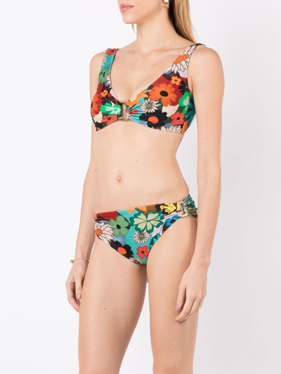Shop Amir Slama Floral-print Tie-fastened Bikini In Multicolour
