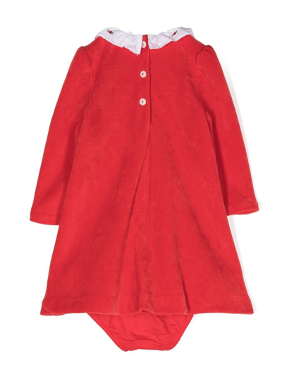 Shop Ralph Lauren Embroidered Detail Smock Dress In Red