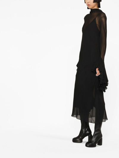 Shop Khaite Evi Silk Midi Dress In Black