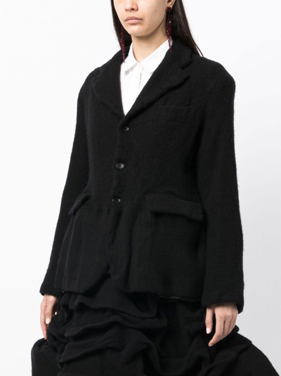 Shop Comme Des Garçons Felted-finish Single-breasted Blazer In Black