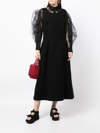 Shop Comme Des Garçons Floral-lace Panel Detail Dress In Black