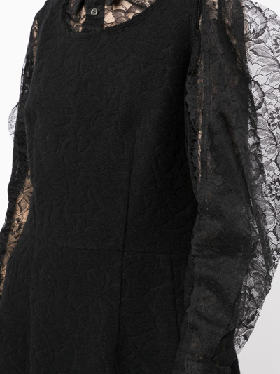 Shop Comme Des Garçons Floral-lace Panel Detail Dress In Black