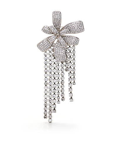 Shop Isabel Marant Glass Crystal-embellished Floral Brooch In Silver