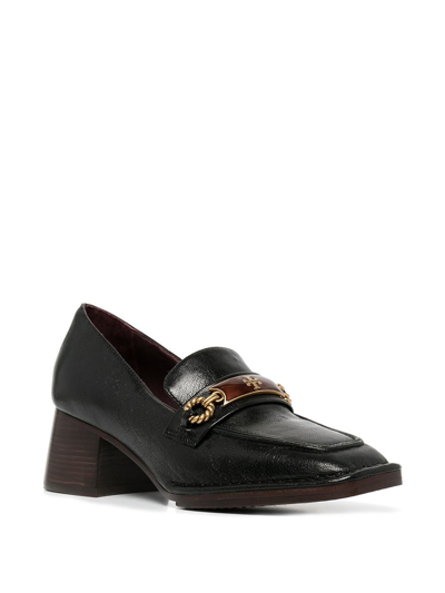 Shop Tory Burch Perrine Heeled Leather Loafer In Black