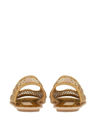 Ferragamo Anio Crystal Mesh Slingback Sandal In Gold