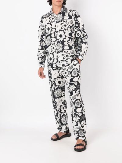 Shop Amir Slama Graphic-print Long-sleeve Shirt In Black