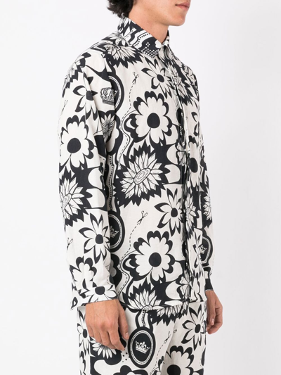 Shop Amir Slama Graphic-print Long-sleeve Shirt In Black