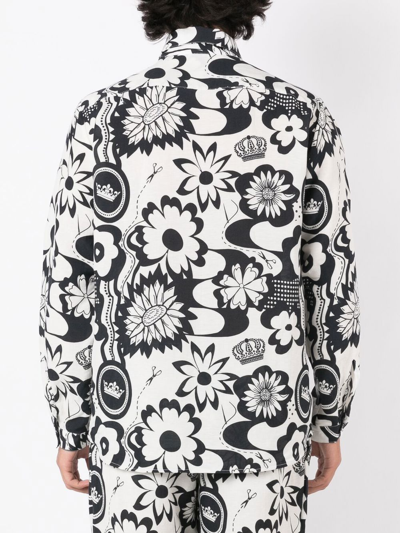 Shop Amir Slama Graphic-print Long-sleeve Shirt In Black