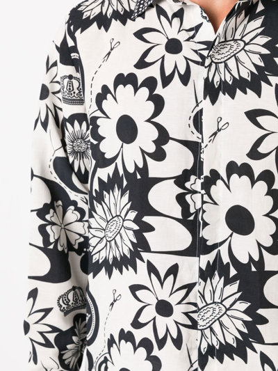 Shop Amir Slama Graphic-print Long-sleeve Shirt In Black