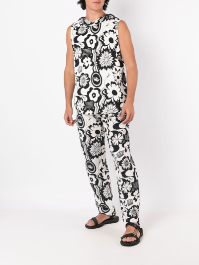 Amir Slama Graphic-print Sleeveless Hooded Top In Black